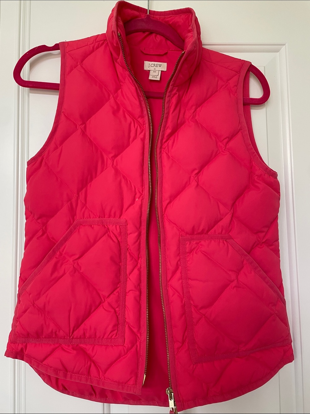 J. Crew Hot Pink Quilted Down-Blend Vest